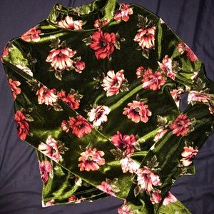 Olive green flower blouse